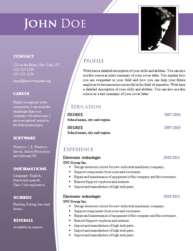 Detail Cv Template Doc Nomer 5