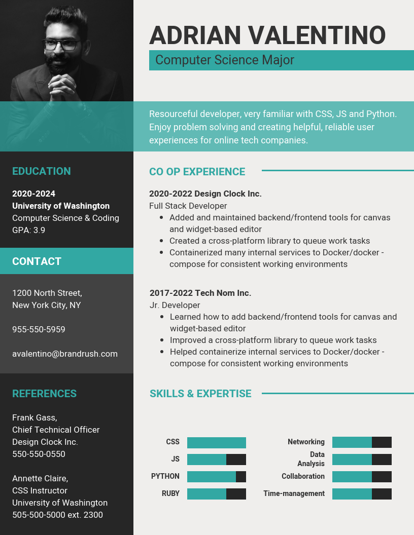 Detail Cv Template For Computer Science Student Nomer 2