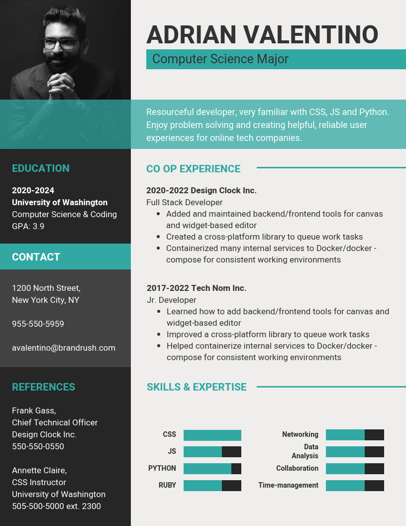 Detail Cv Template For Computer Science Student Koleksi Nomer 2