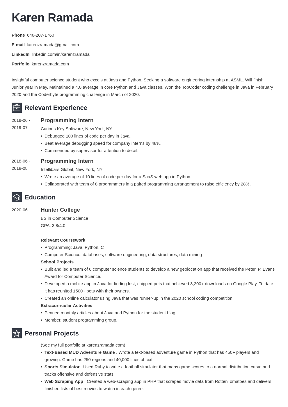 Detail Cv Template For Computer Science Student Nomer 19