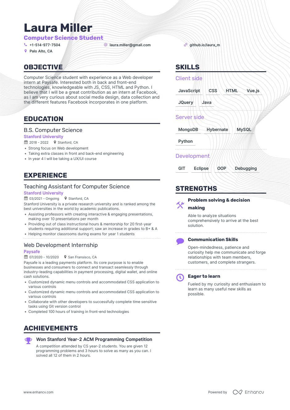 Detail Cv Template For Computer Science Student Nomer 35