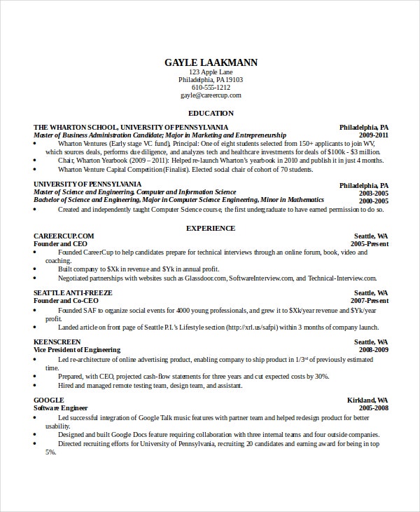 Detail Cv Template For Computer Science Student Nomer 38