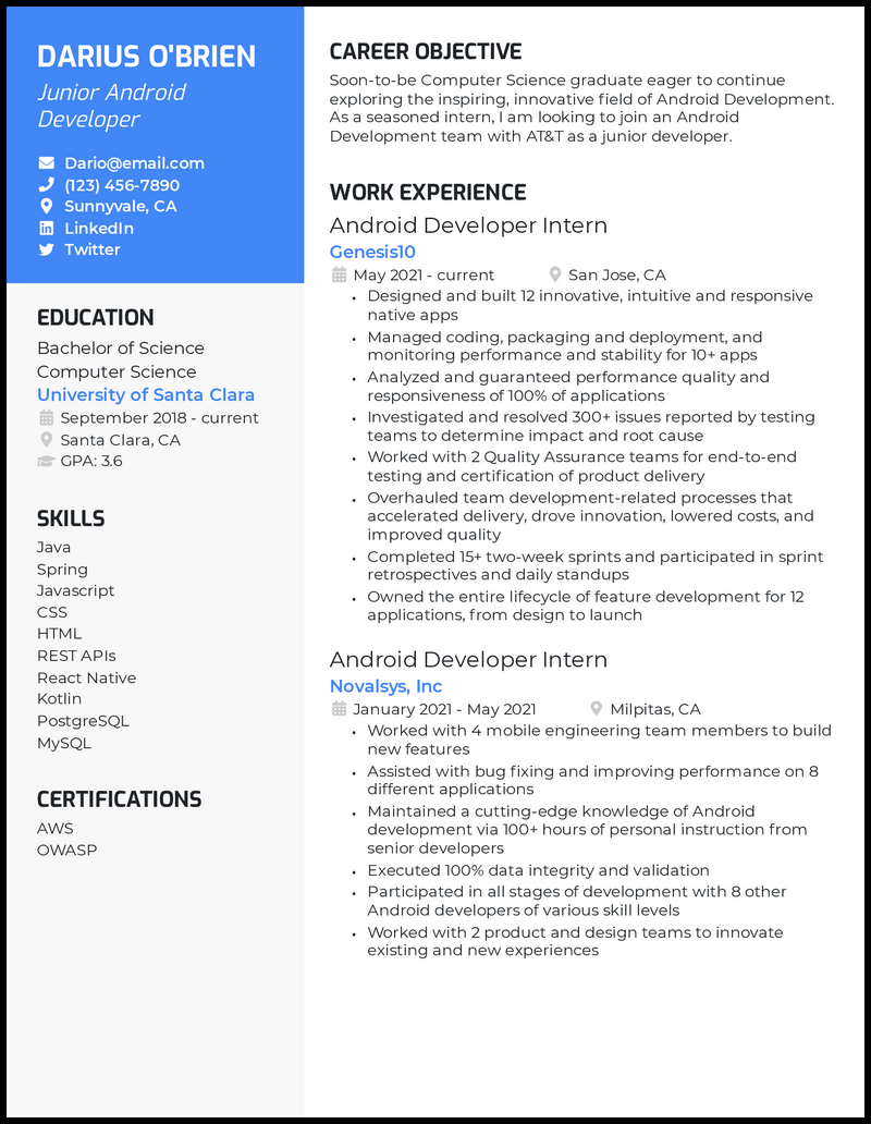 Detail Cv Template For Computer Science Student Koleksi Nomer 46