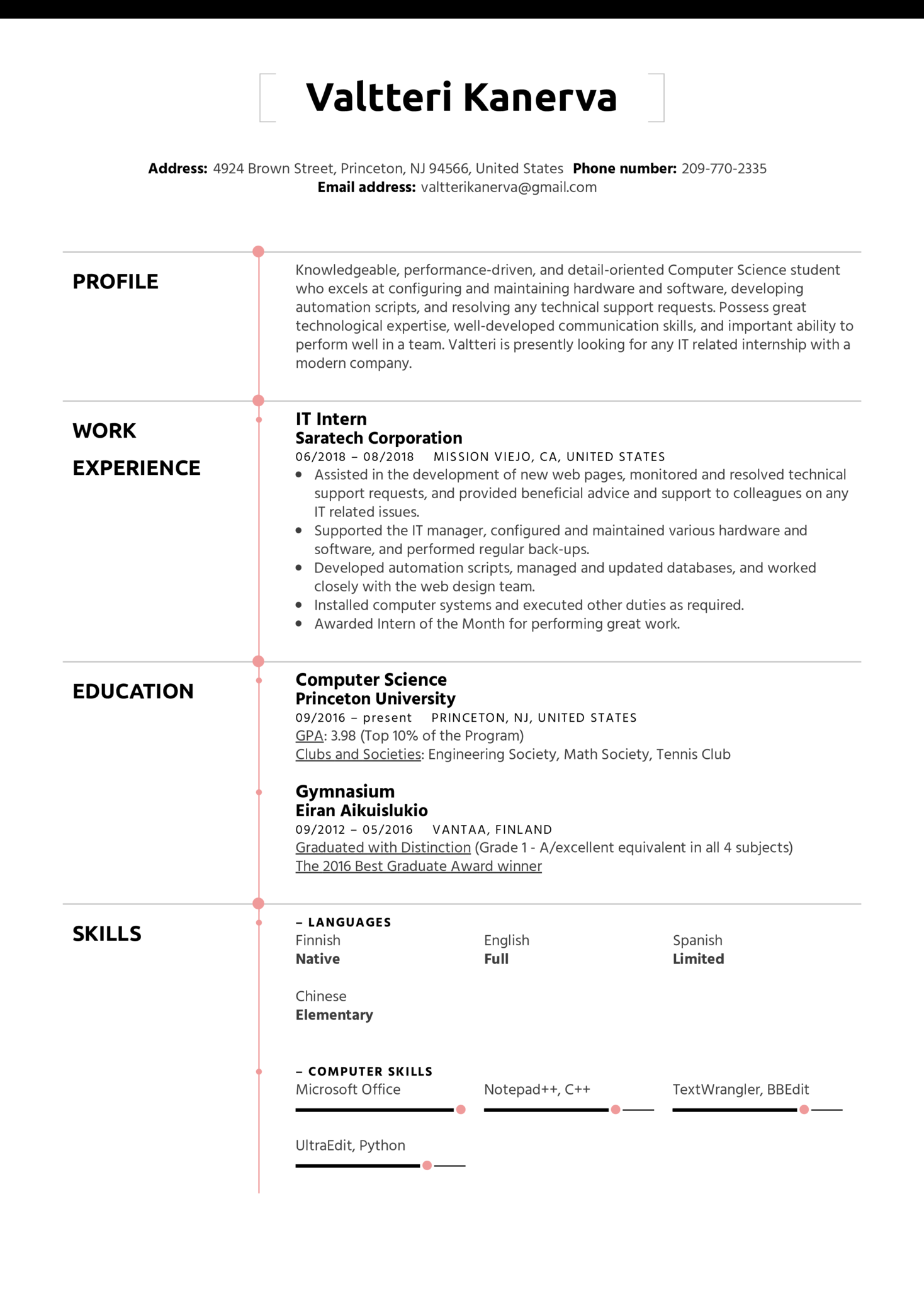 Cv Template For Internship - KibrisPDR