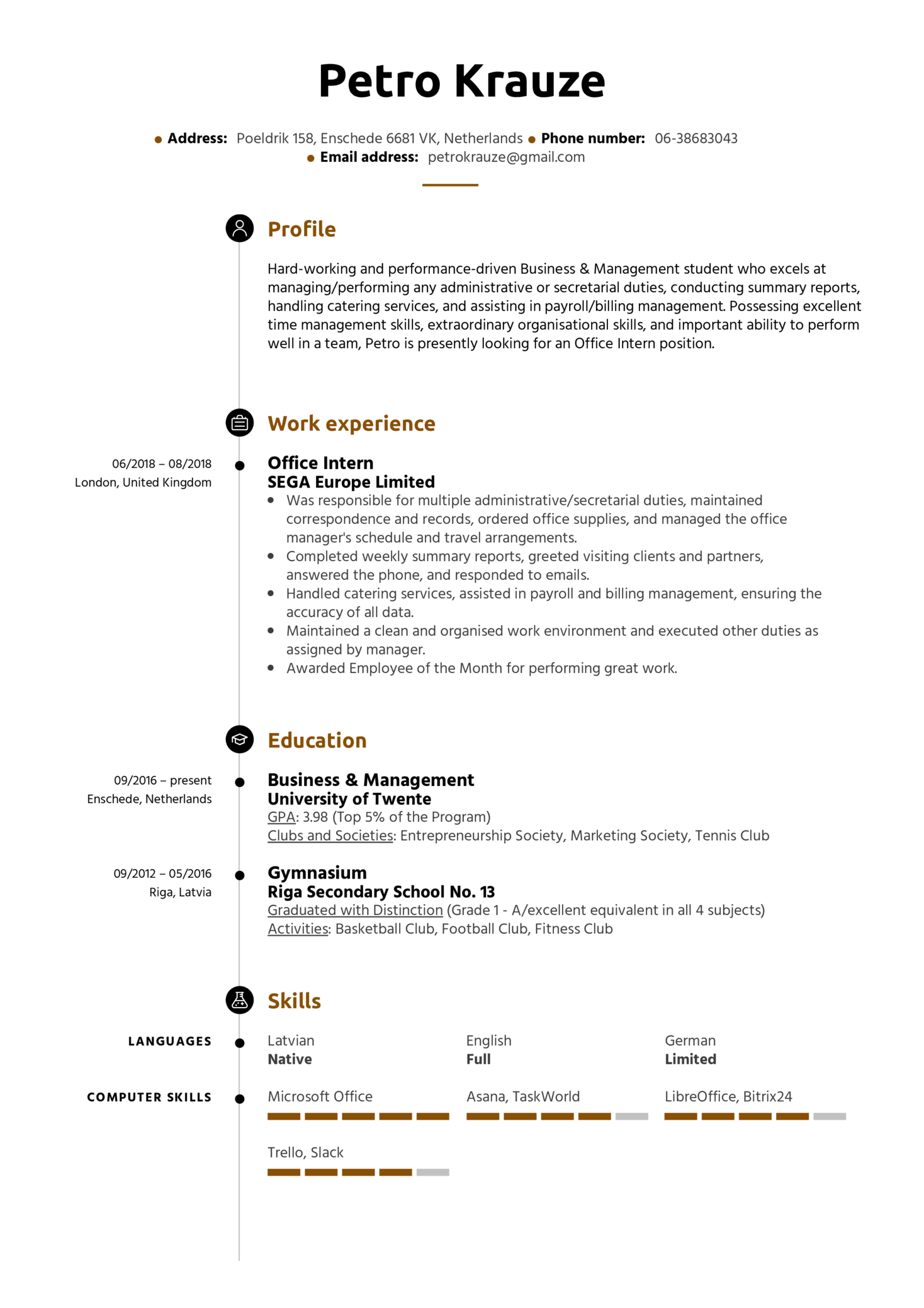 Detail Cv Template For Internship Nomer 7