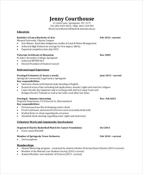 Detail Cv Template For Internship Nomer 10