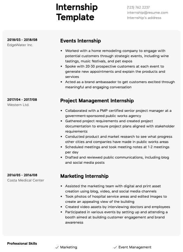 Detail Cv Template For Internship Nomer 14