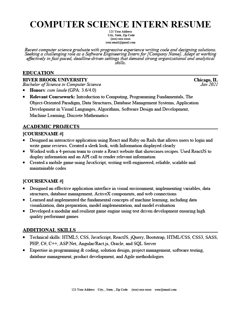 Detail Cv Template For Internship Nomer 20