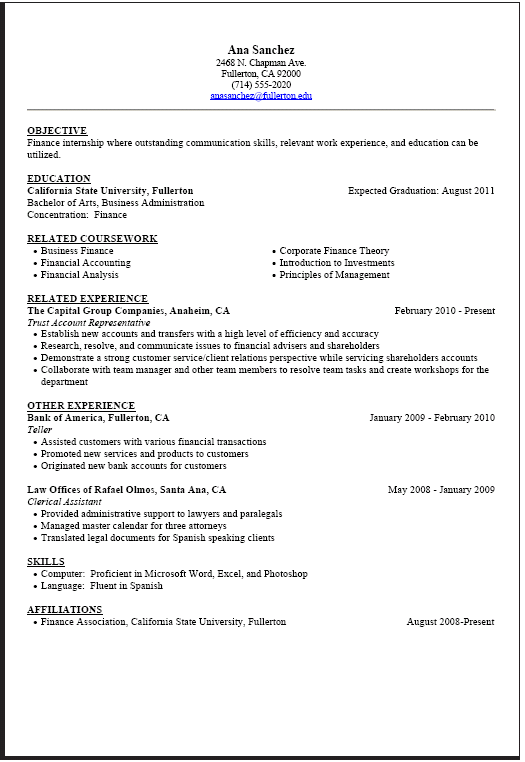 Detail Cv Template For Internship Nomer 22