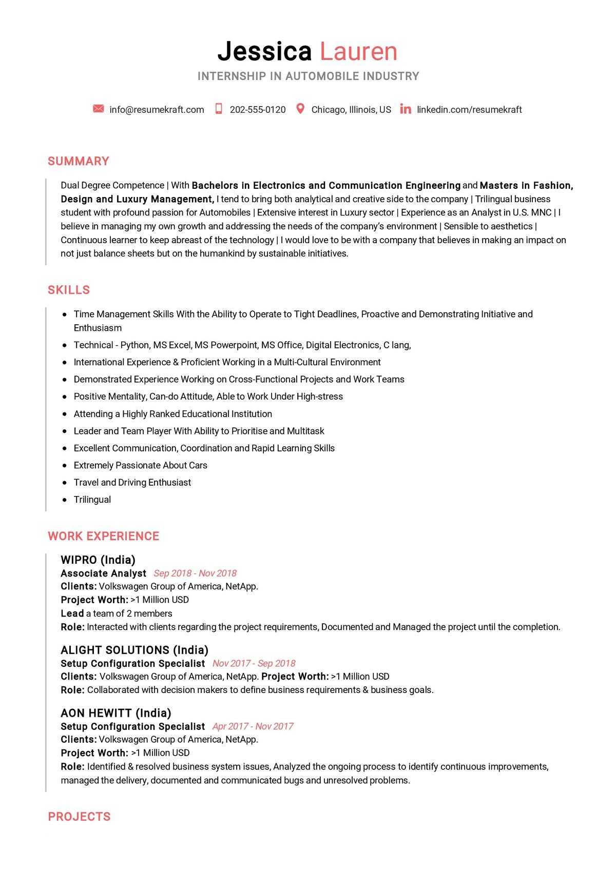 Detail Cv Template For Internship Nomer 27