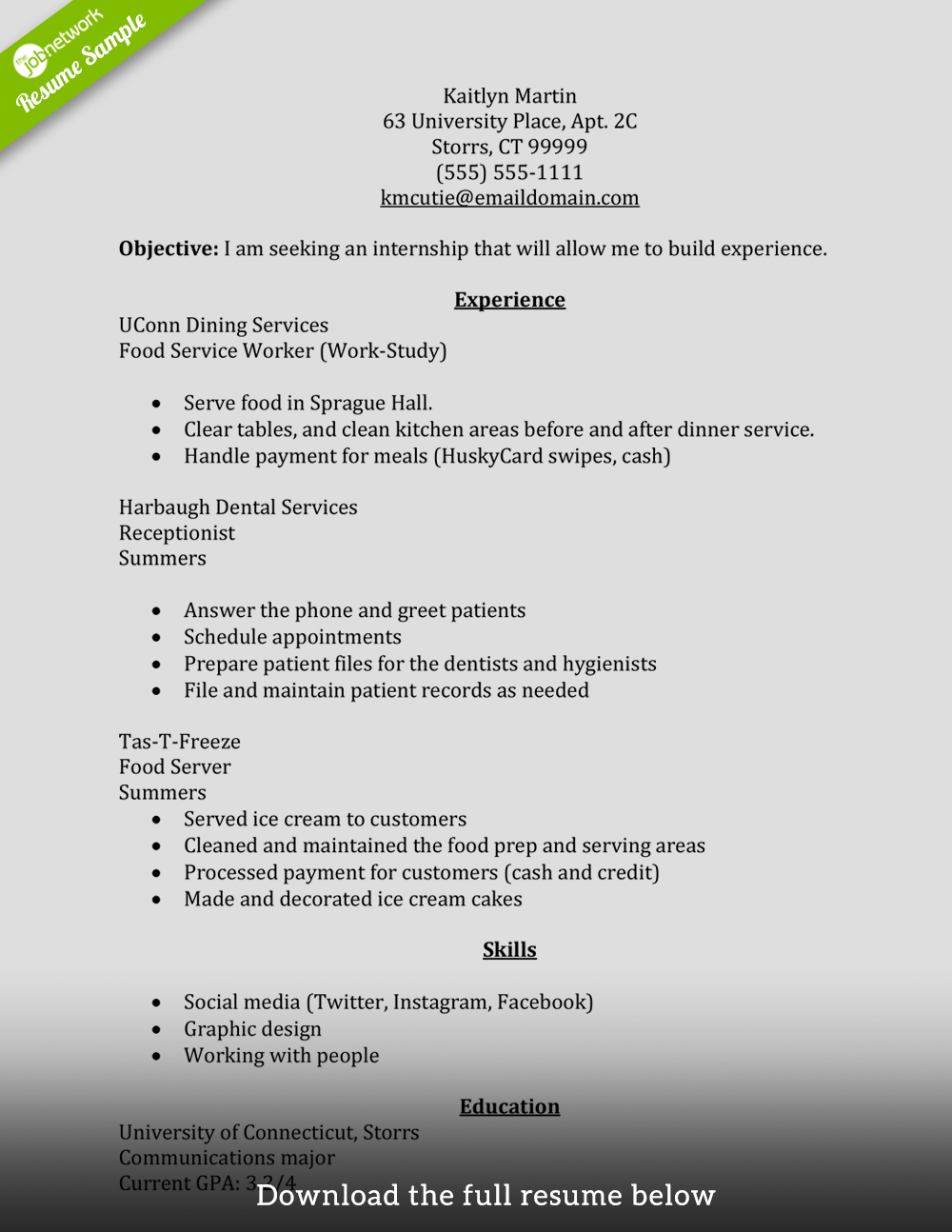 Detail Cv Template For Internship Nomer 28