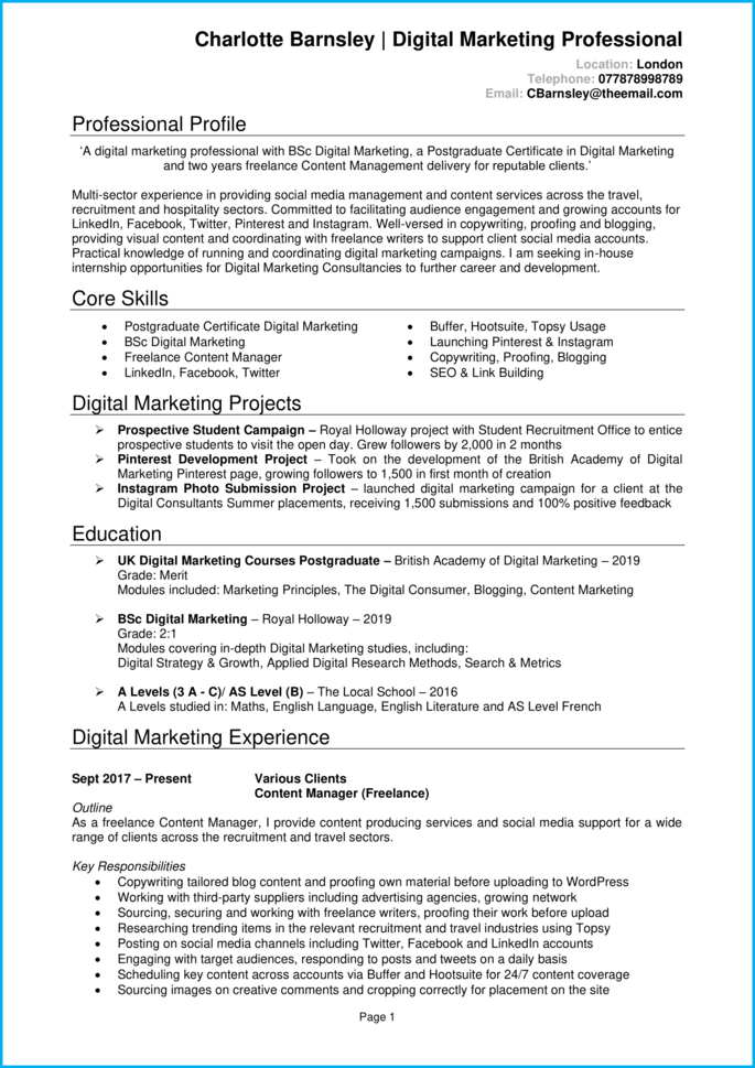 Detail Cv Template For Internship Nomer 34