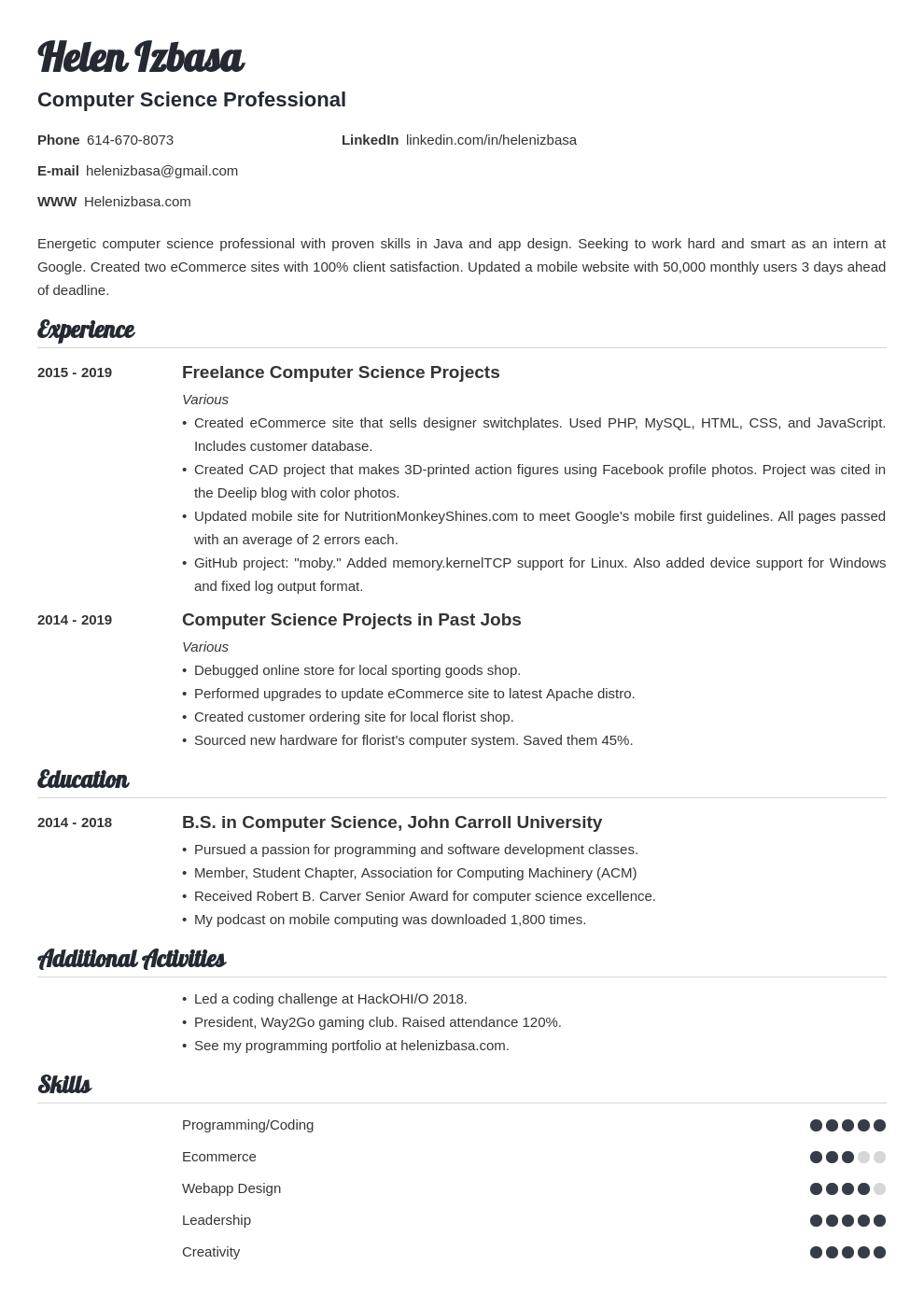 Detail Cv Template For Internship Nomer 36