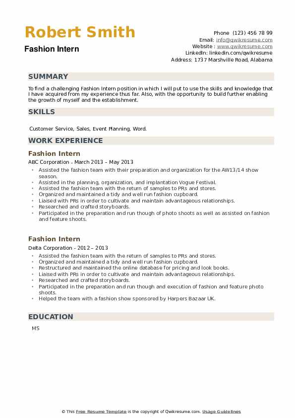 Detail Cv Template For Internship Nomer 41