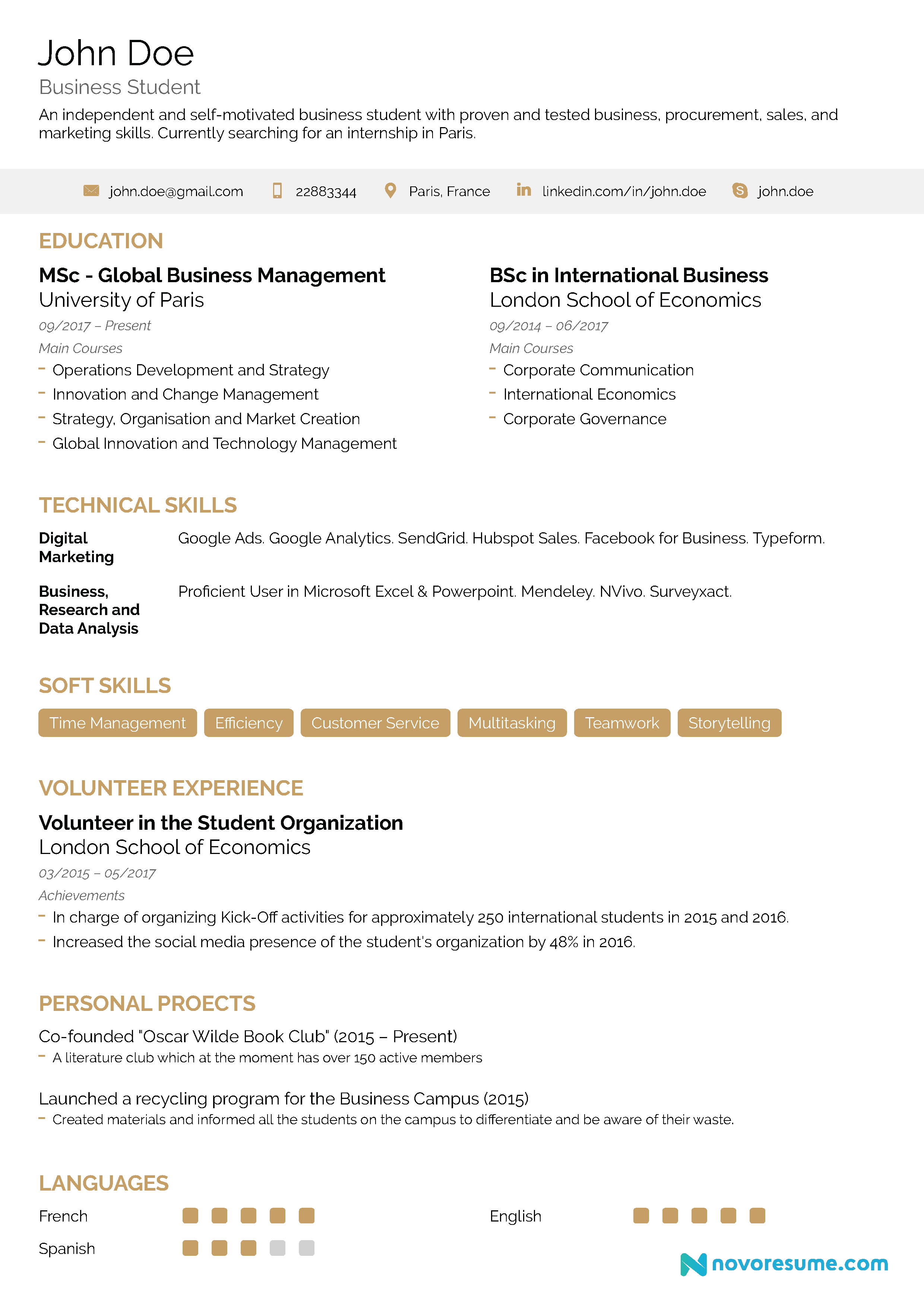 Detail Cv Template For Internship Nomer 6