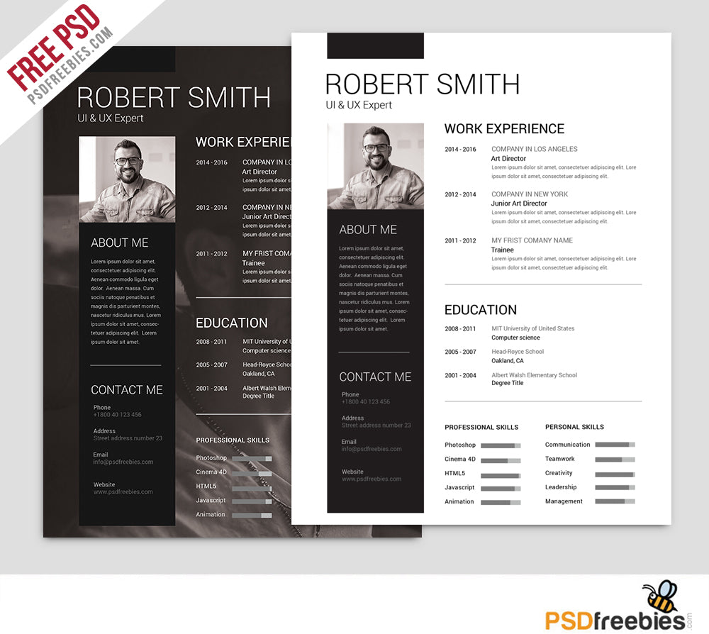 Detail Cv Template Free Download Psd Nomer 4