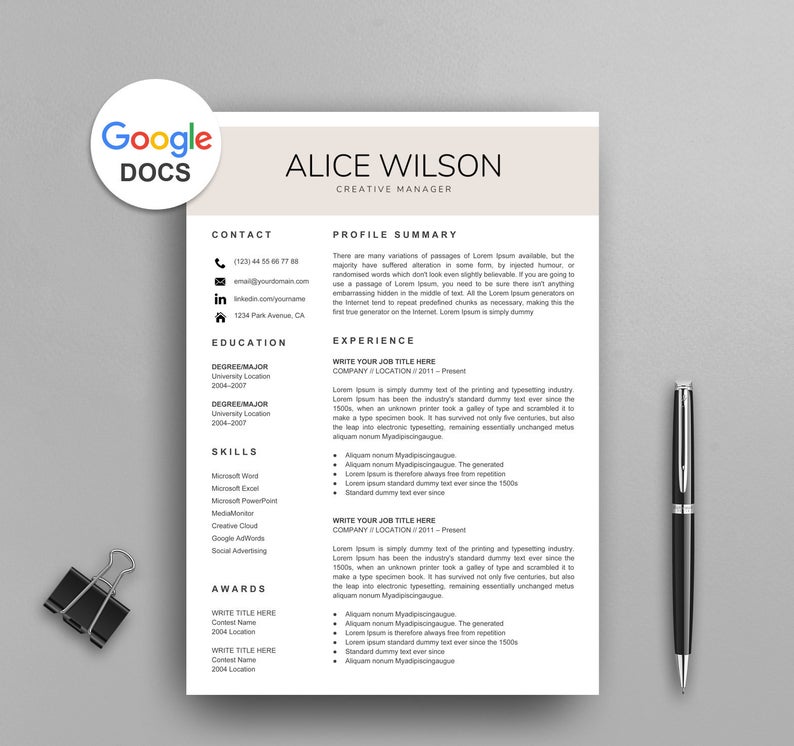 Cv Template Free Google Docs - KibrisPDR