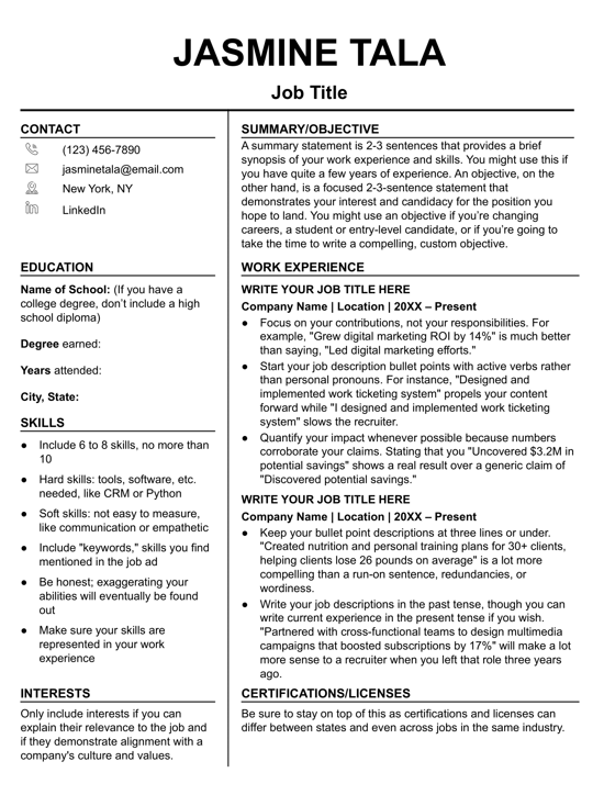Detail Cv Template Free Google Docs Nomer 18