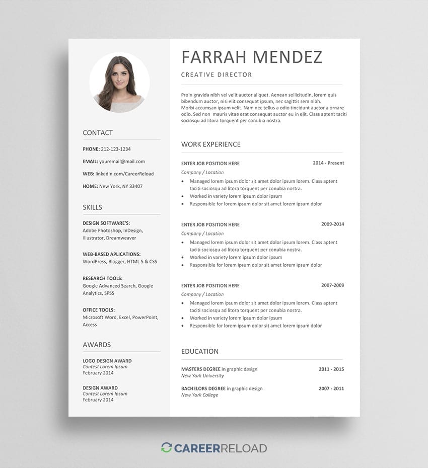 Detail Cv Template Gratis Word Nomer 6