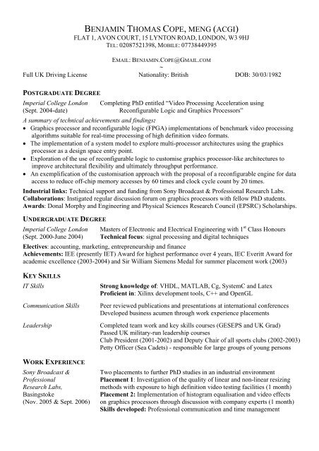 Detail Cv Template Imperial College Nomer 3