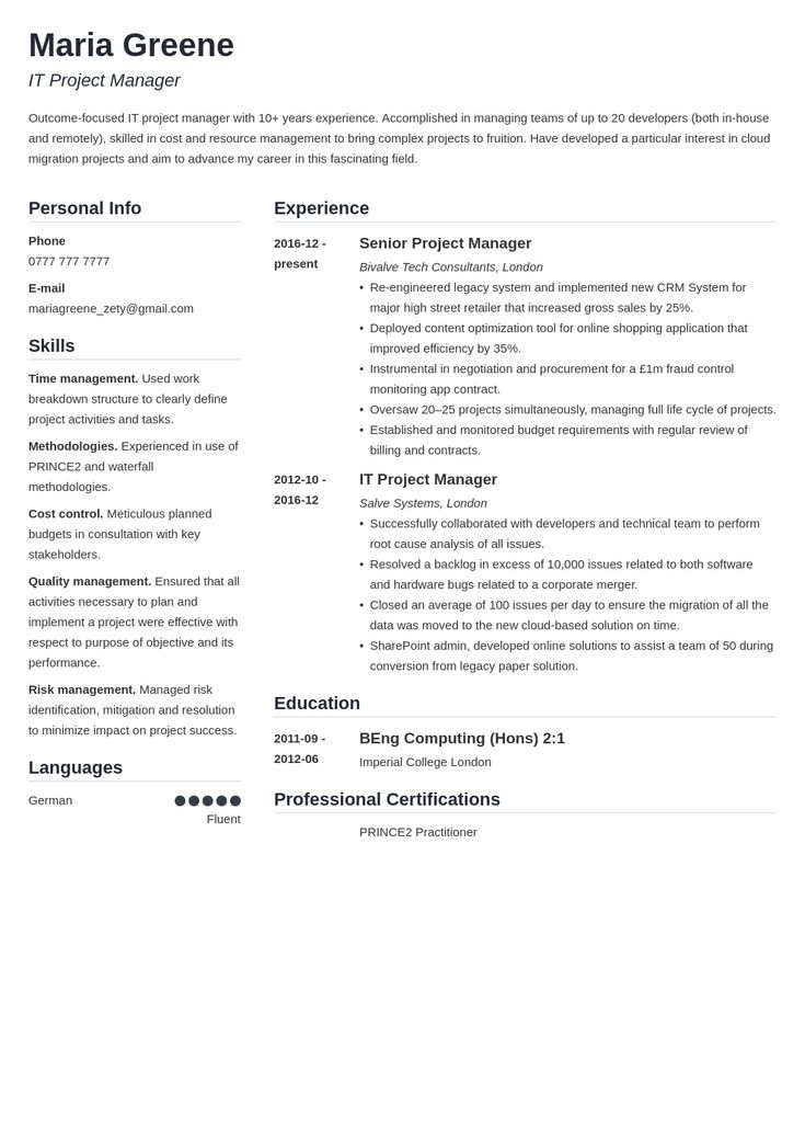 Detail Cv Template Imperial College Nomer 51
