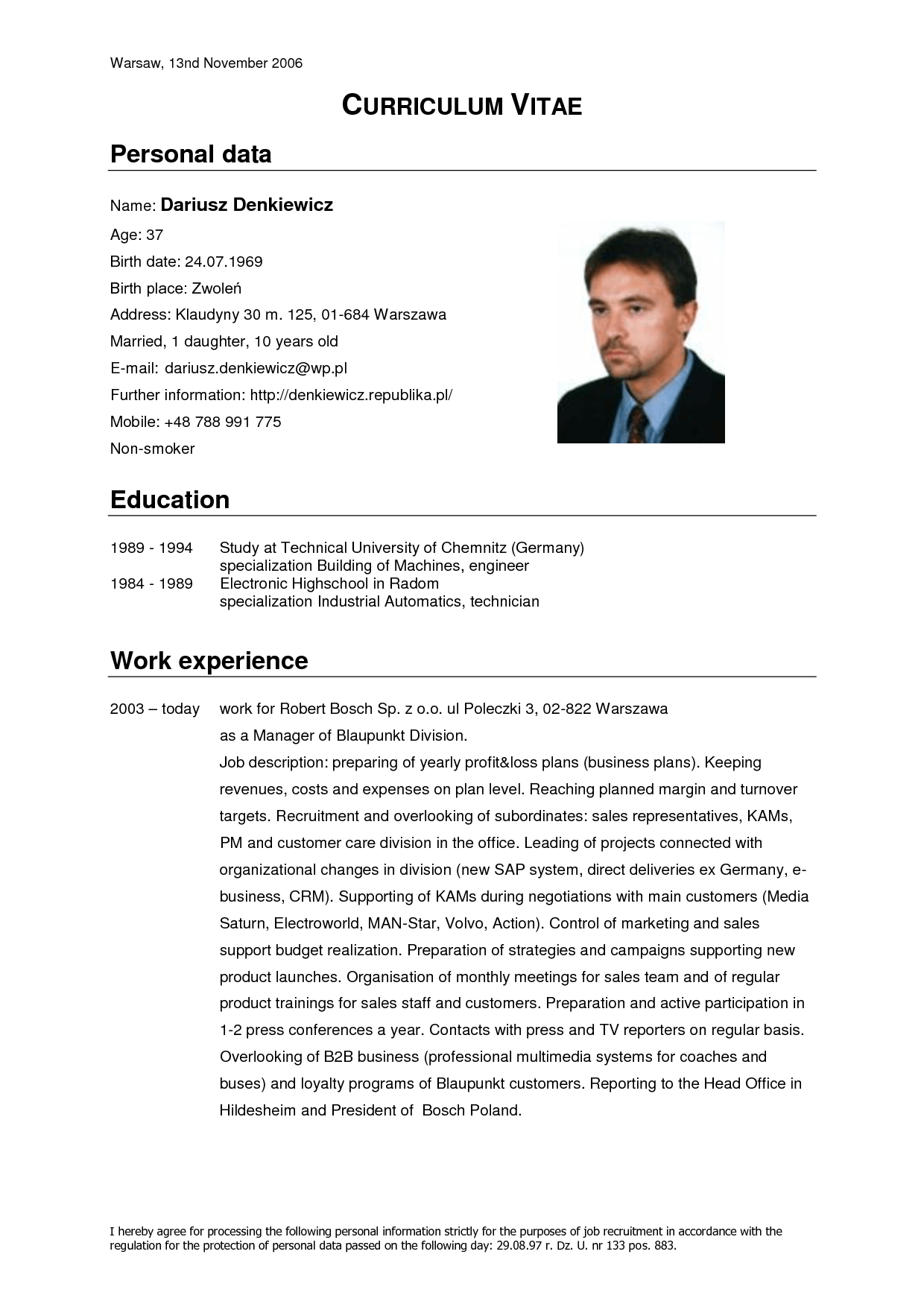 Detail Cv Template In English Doc Nomer 26