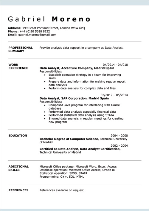 Detail Cv Template In English Doc Nomer 4