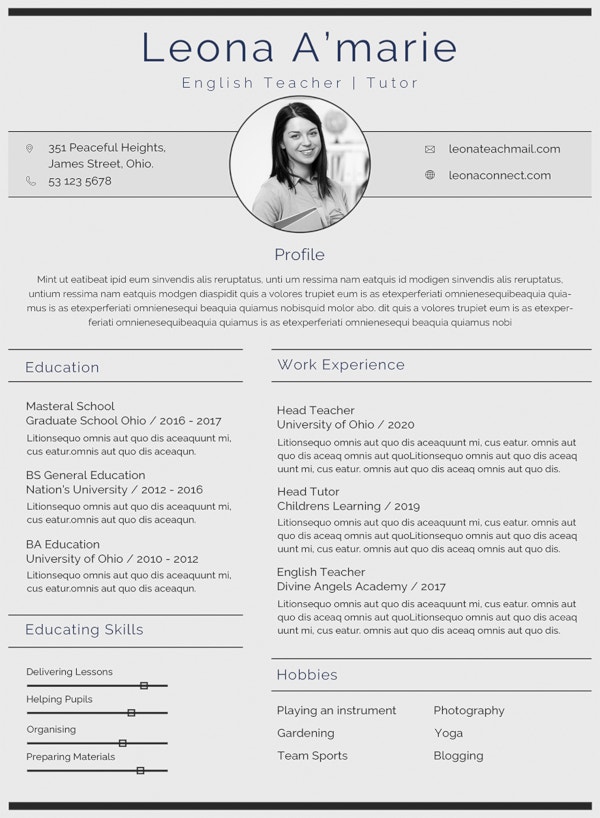 Detail Cv Template In English Doc Nomer 6