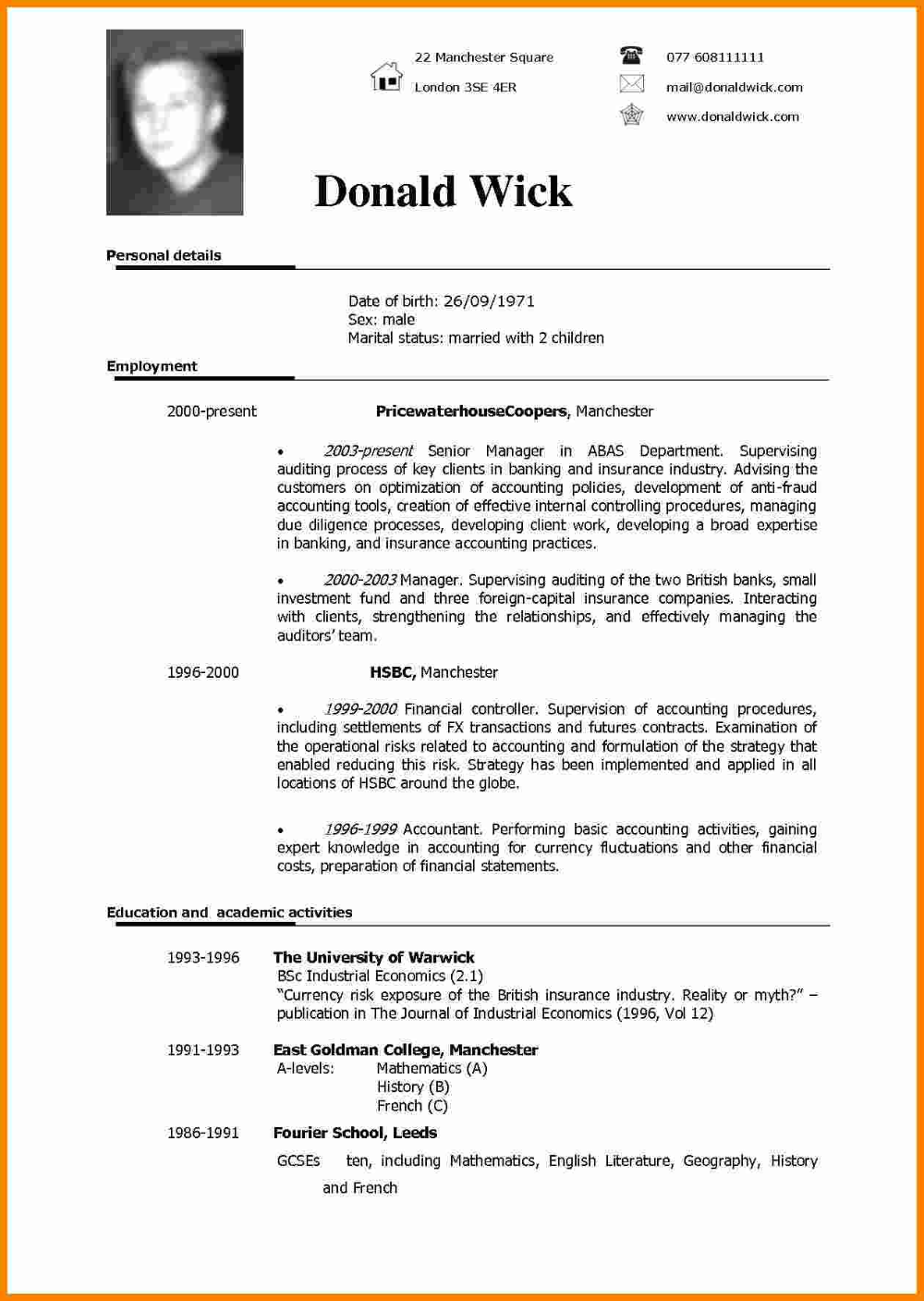 Detail Cv Template In English Doc Nomer 8