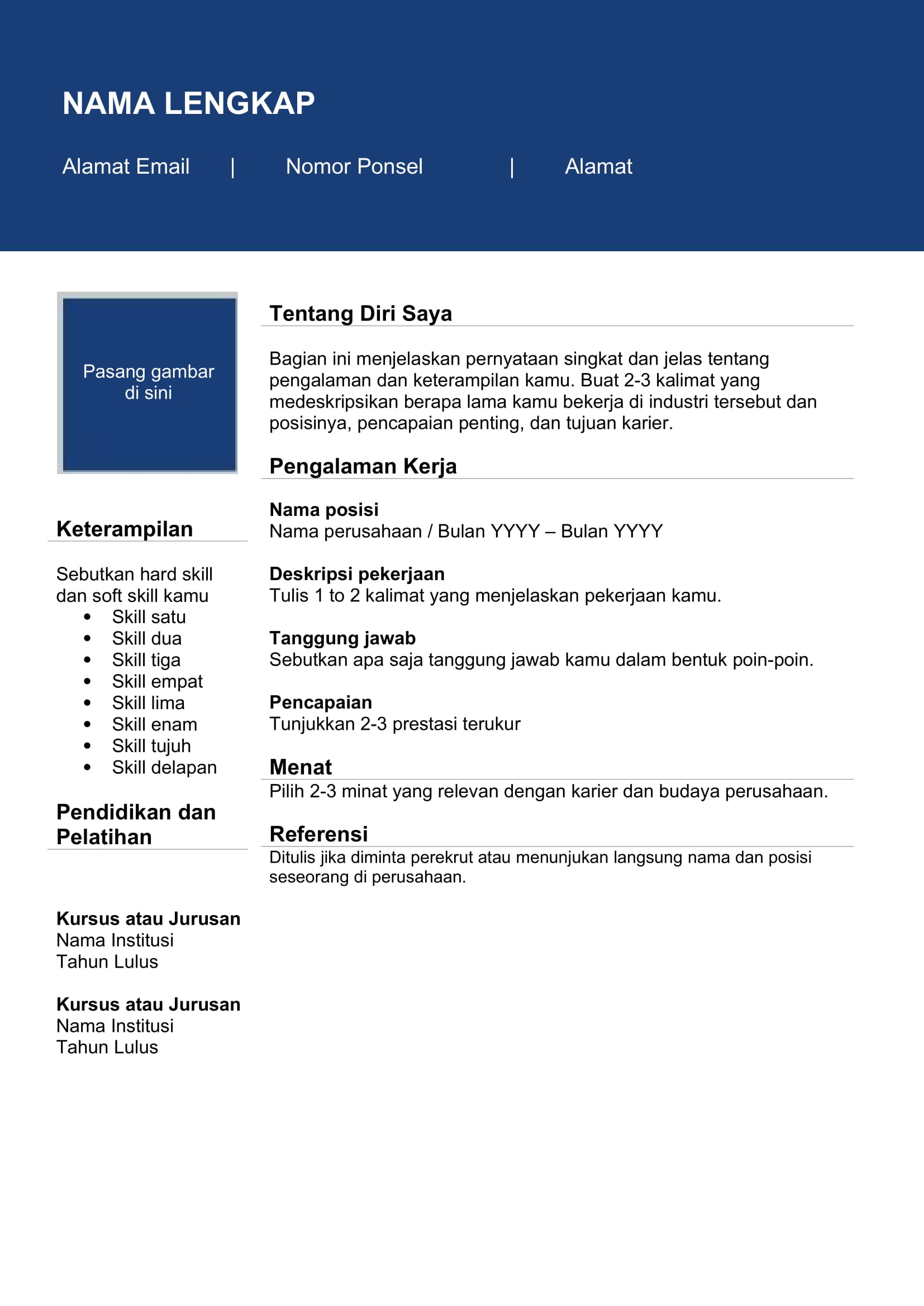 Detail Cv Template Indonesia Nomer 53