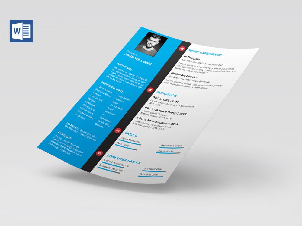 Detail Cv Template Modern Word Free Nomer 2