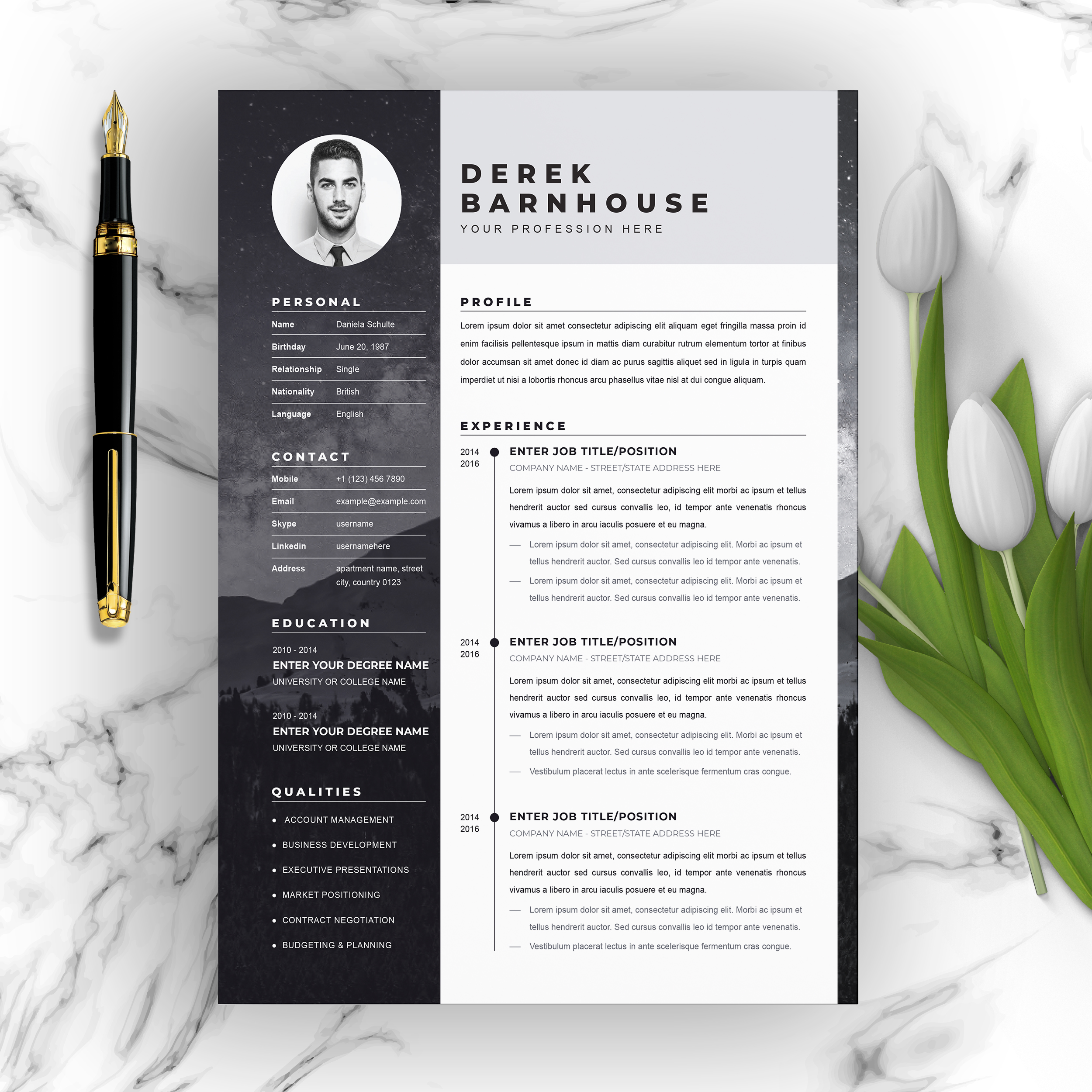 Detail Cv Template Modern Word Free Nomer 11