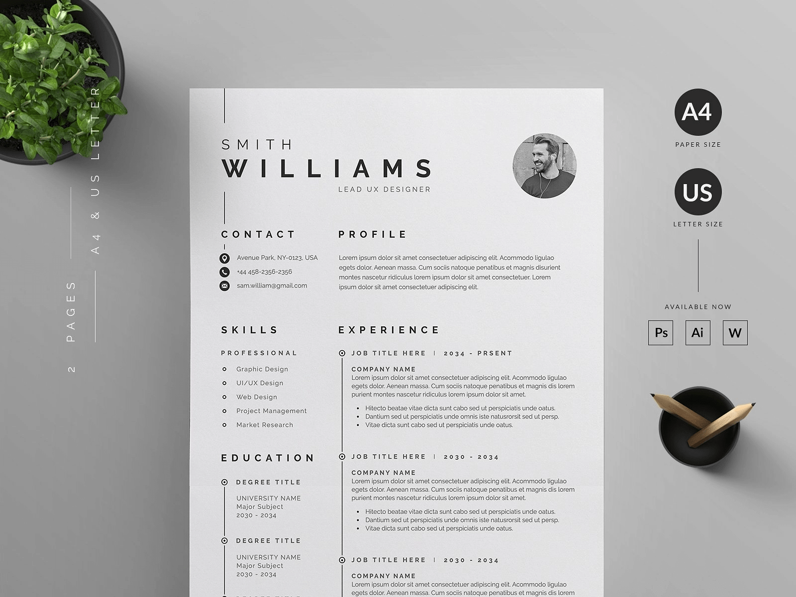Detail Cv Template Modern Word Free Nomer 22