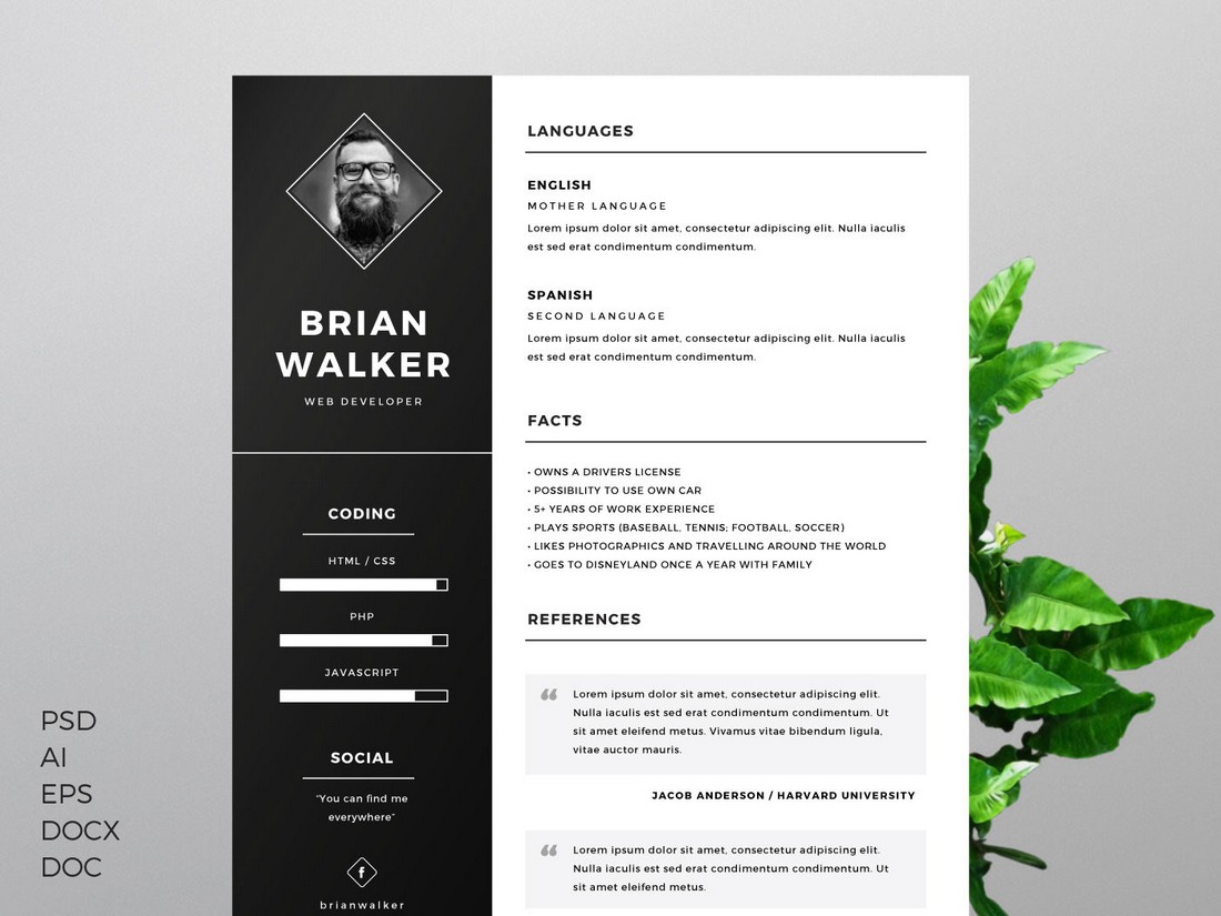 Detail Cv Template Modern Word Free Nomer 25