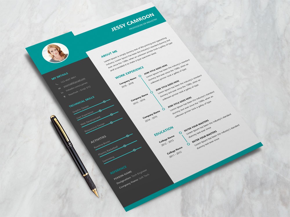 Detail Cv Template Modern Word Free Nomer 28