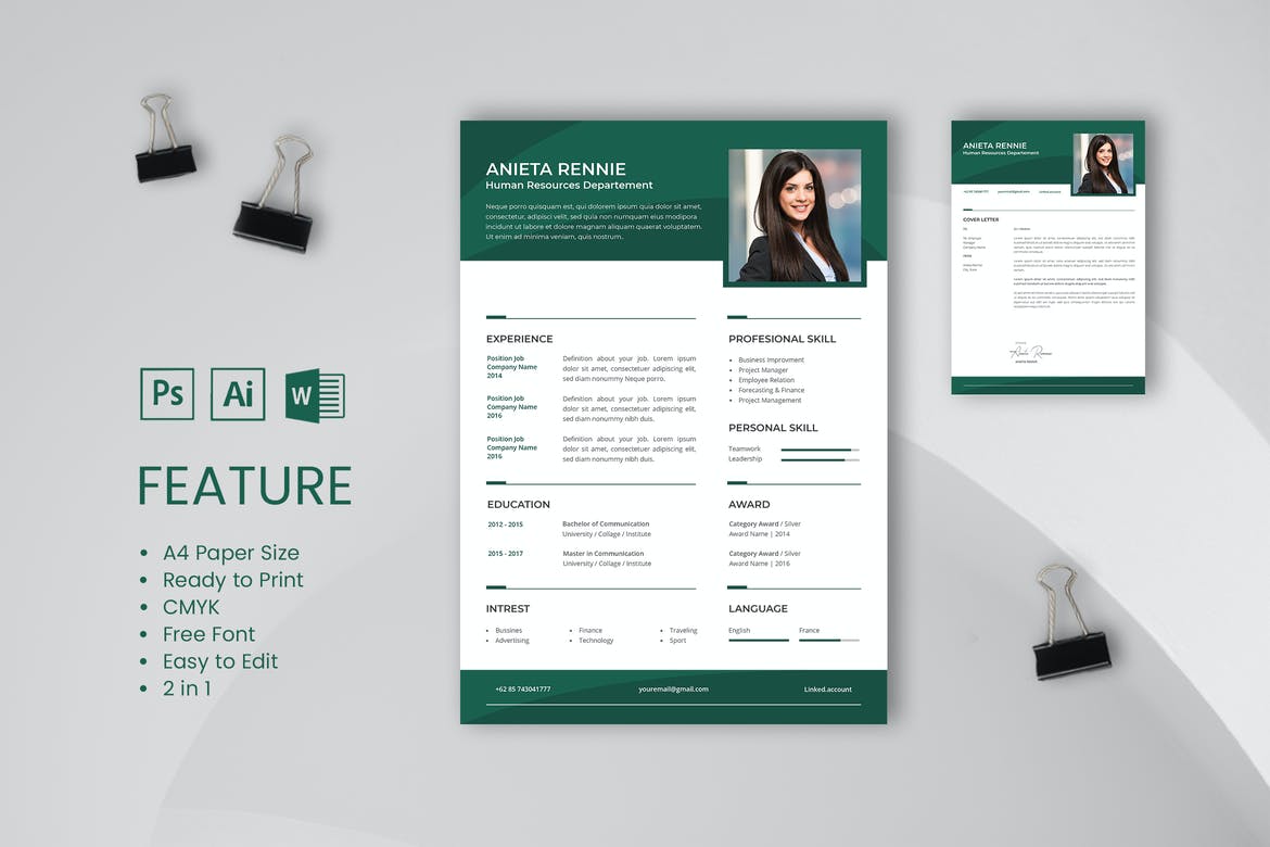 Detail Cv Template Modern Word Free Nomer 33