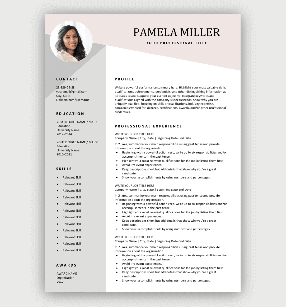 Detail Cv Template Modern Word Free Nomer 40