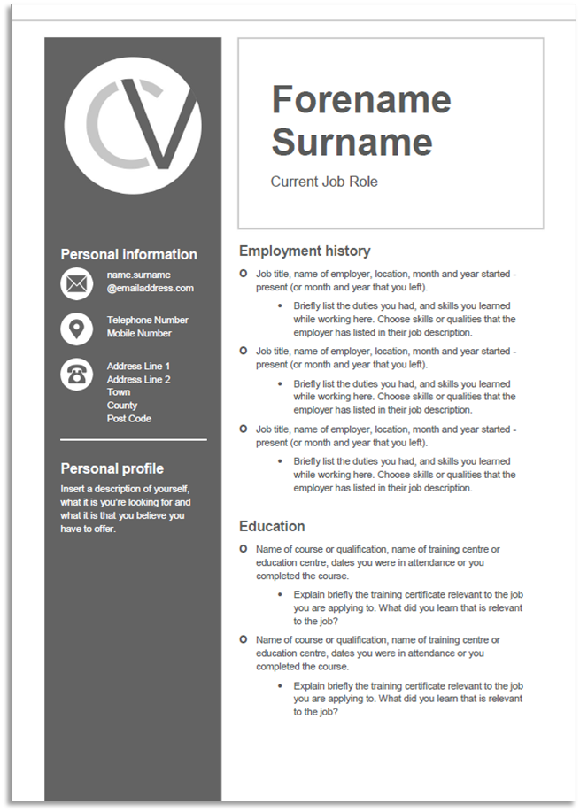 Detail Cv Template Personal Profile Nomer 18