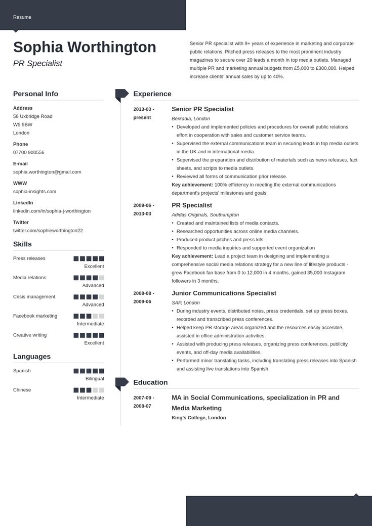 Detail Cv Template Personal Profile Example Nomer 16