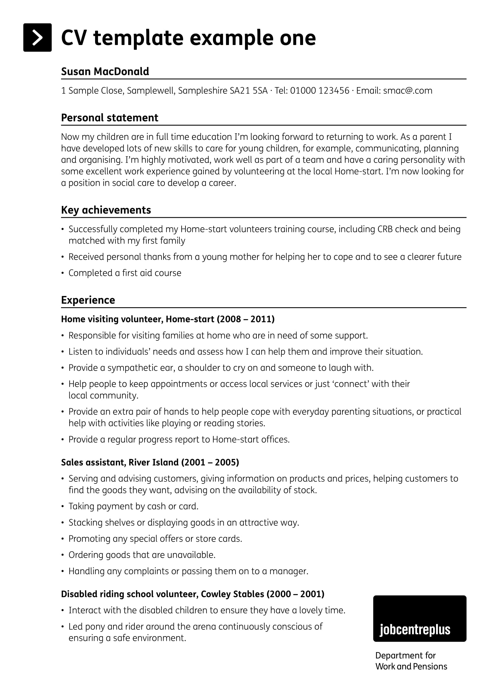 Detail Cv Template Personal Profile Example Nomer 20