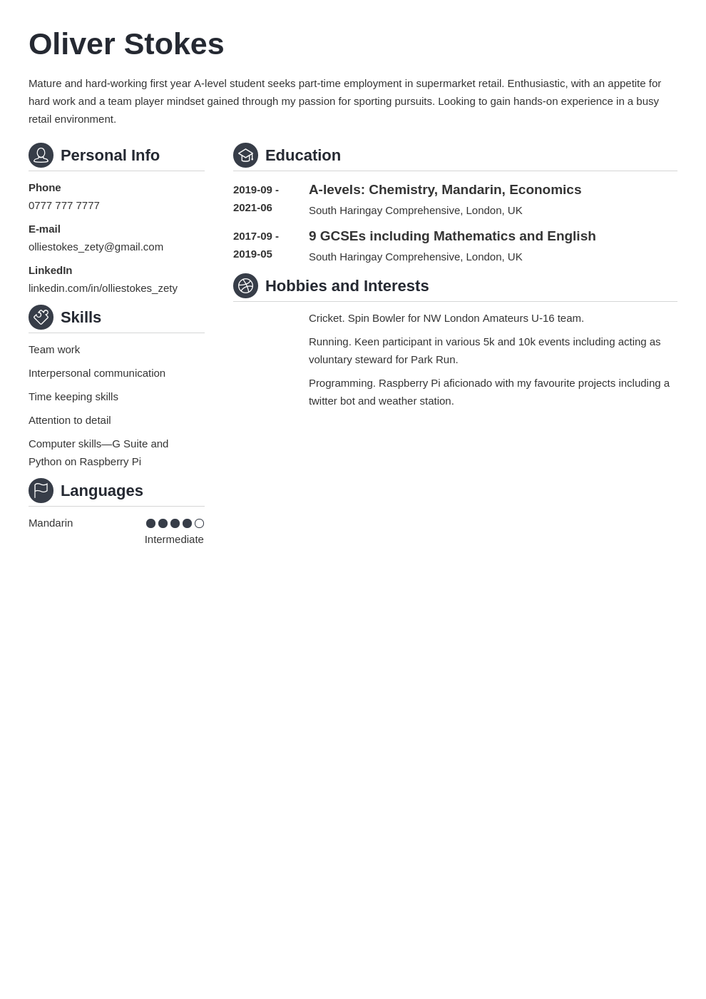 Detail Cv Template Personal Profile Example Nomer 22