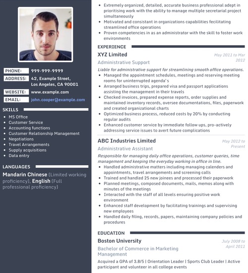 Detail Cv Template Personal Profile Example Nomer 36