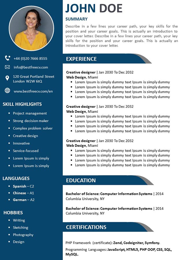 Detail Cv Template Ppt Nomer 23