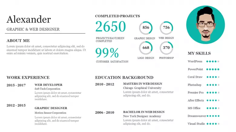 Detail Cv Template Ppt Nomer 5