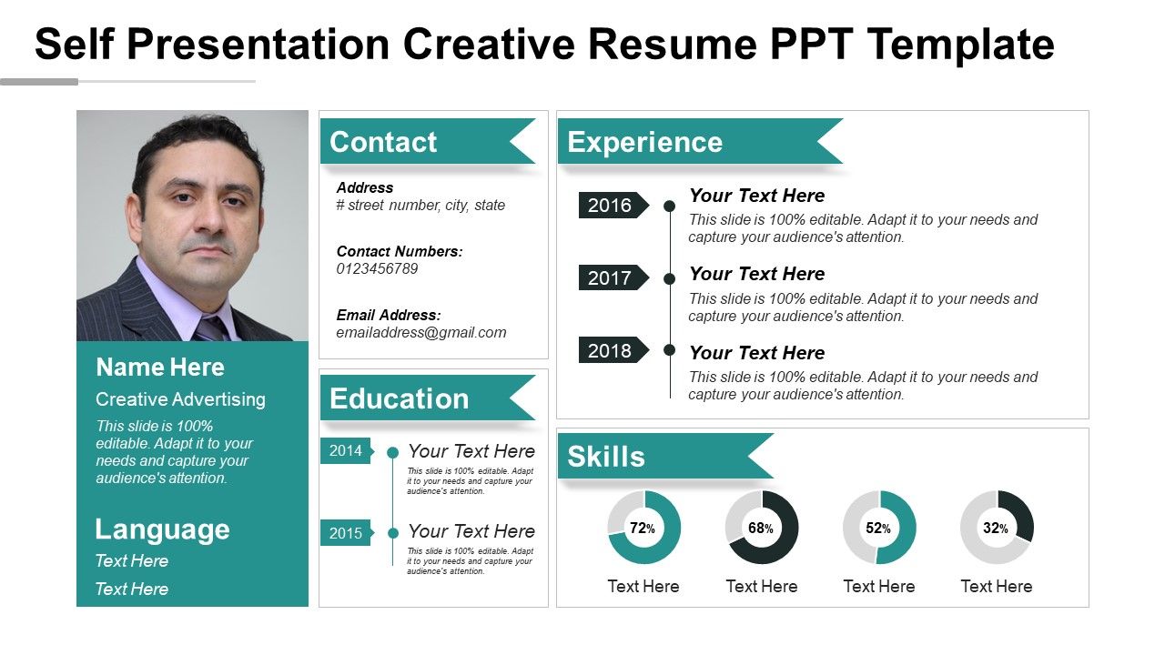 Detail Cv Template Ppt Nomer 48