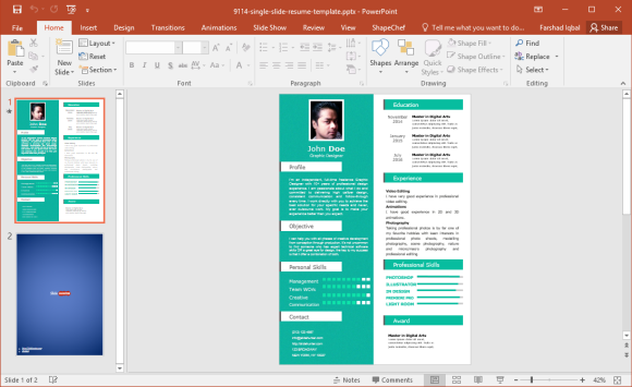 Detail Cv Template Pptx Nomer 45