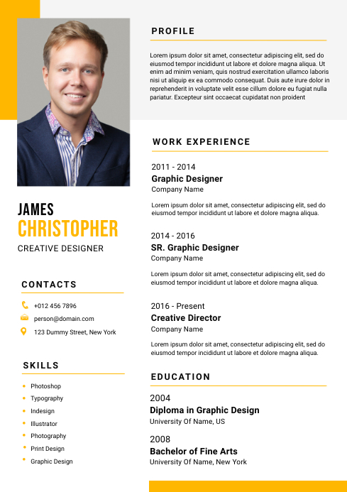 Detail Cv Template With Picture Nomer 3