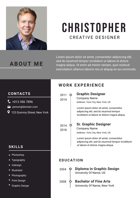 Detail Cv Template With Picture Nomer 4