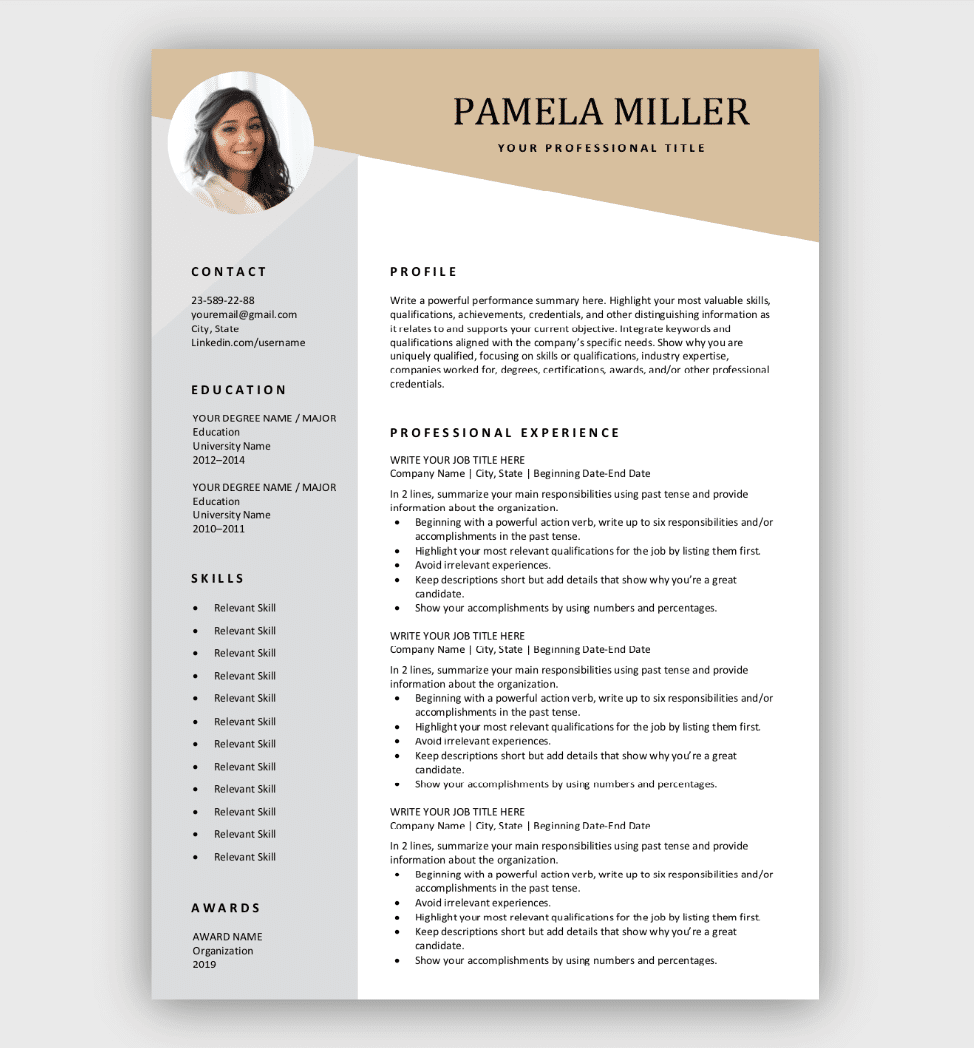 Detail Cv Template With Picture Nomer 29