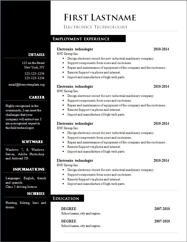 Detail Cv Template Word Free Download Nomer 36